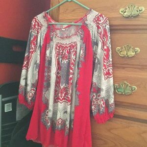 Fashionable red and white blouse